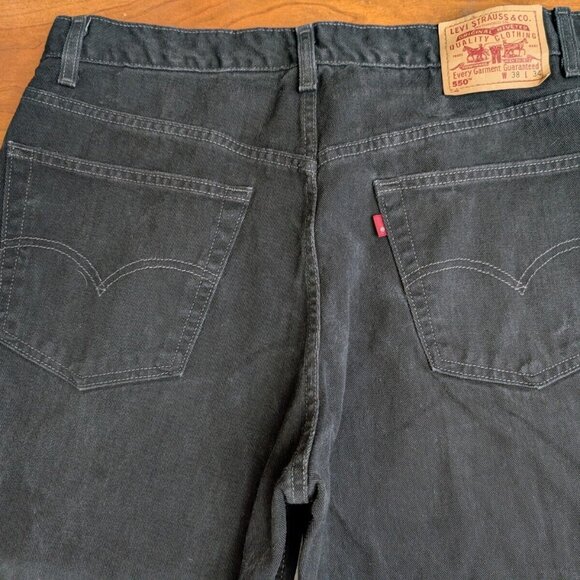 Vintage Levis 550 Jeans Mens 36x33 Black Denim Relaxed Fit Tapered Leg 2001 Y2K - Picture 10 of 14